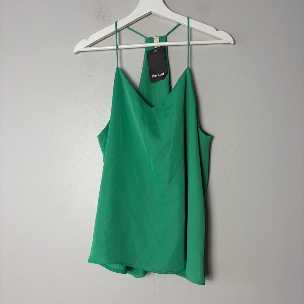 NWT Tyche Green Racerback Spaghetti Strap Tank Top Large